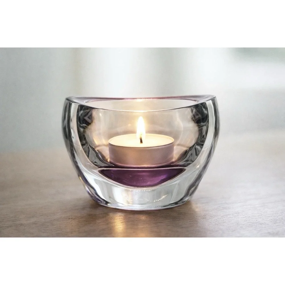 ROYAL LIMITED Candle Holder 24% Lead Crystal Purple Votive Tealight Home Decor